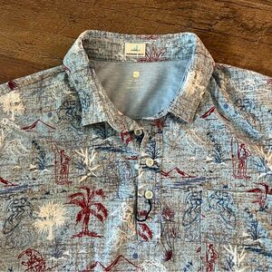 Johnnie-O 4 button WIPEOUT GULF BLUE polo Men’s Size XL EUC